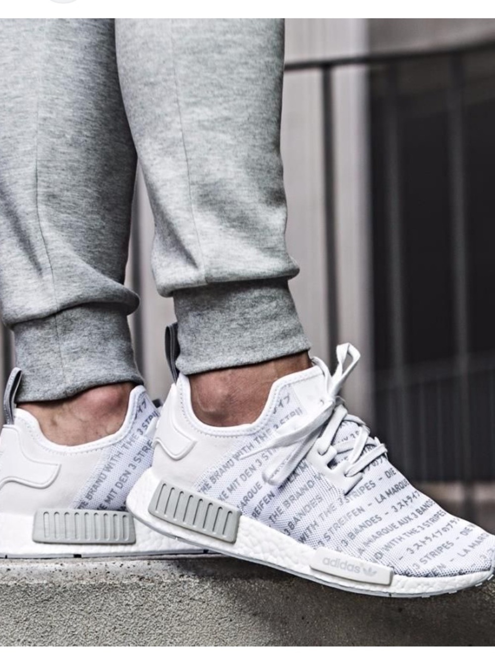 ADIDAS NMD R1 Mn’s White & Grey Athletic Sneakers With Lots of Use Left! Size 13